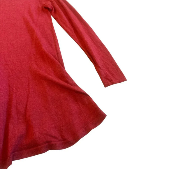 Eileen Fisher Red Orange Pullover Sweater Long Length Merino Wool Size XS Womens - Picture 9 of 11